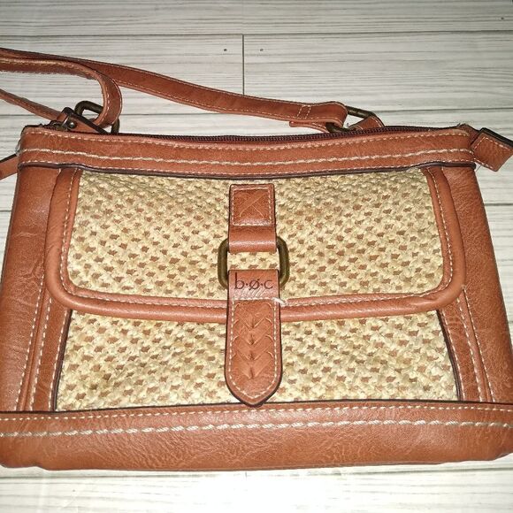 BOC Born Concept Faux Leather Shoulder Purse Handbag in Brown & Beige - Picture 7 of 10